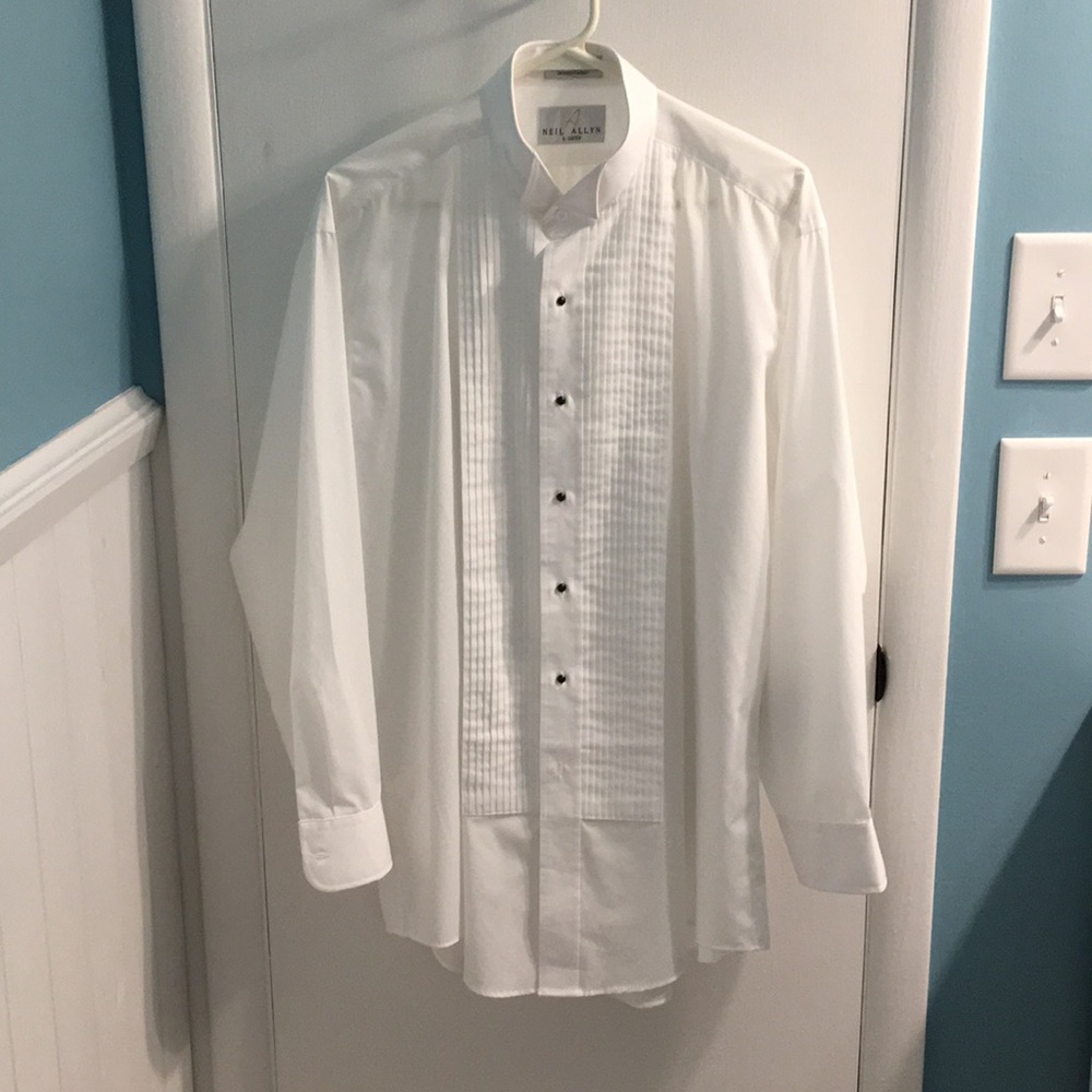 Mens Tuxedo Dress Shirt Pleated Front sz 16